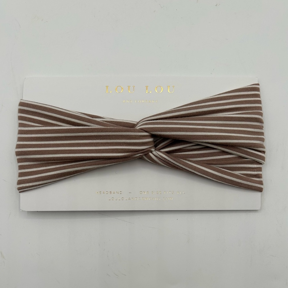NEW Lou Lou & Company Brown and White Striped Knot Headband